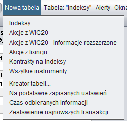 MENU NOWA TABELA